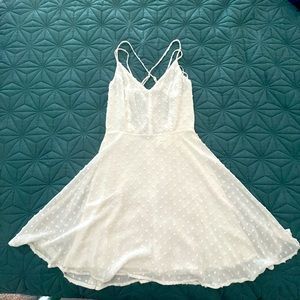 White dotted flare mini dress